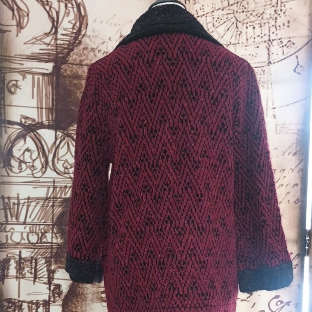 JM Collection Maroon and Black Women's Jacket - Picture 4 of 4